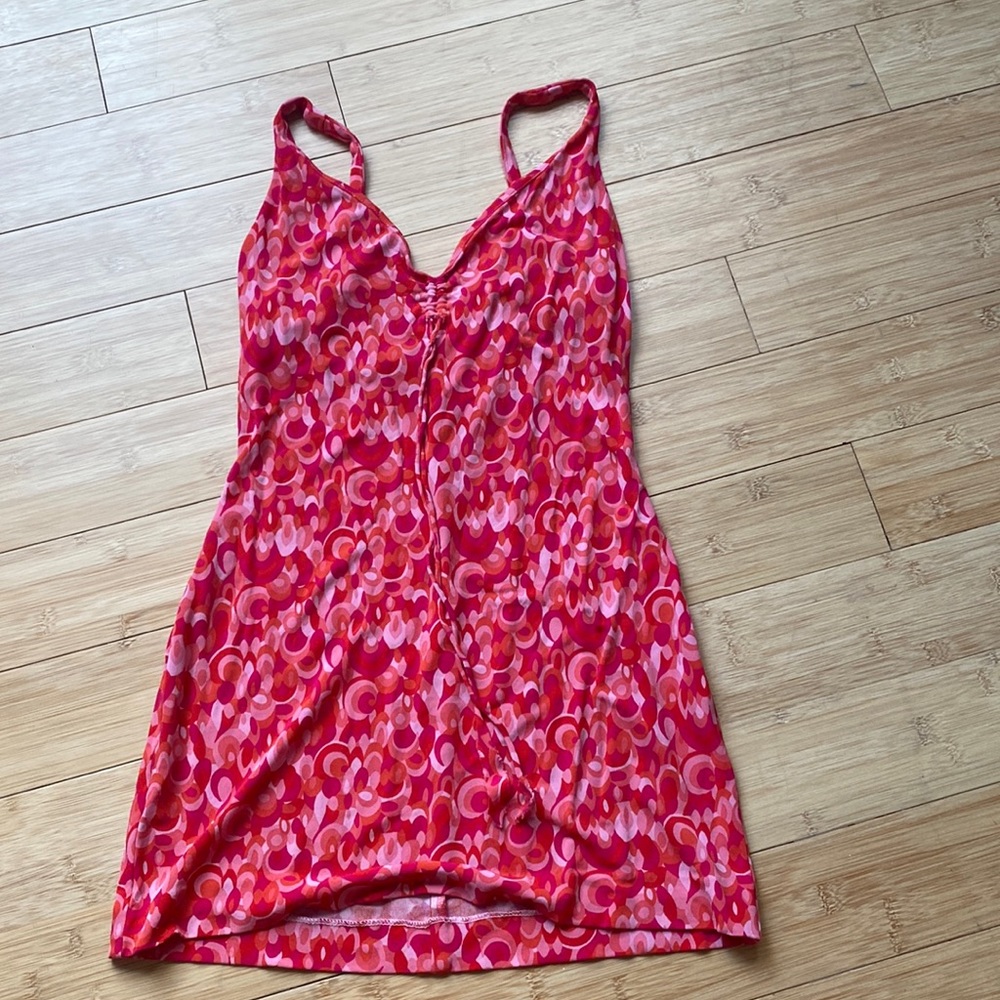 pink patterned mini dress